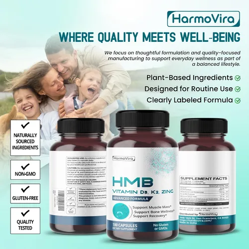 Vista 8 de Advanced HMB 5 en 1 para masa muscular y apoyo de recuperación, 180