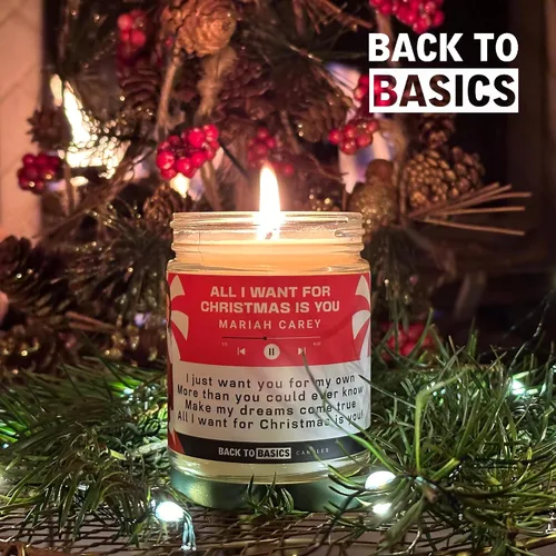 Vista 7 de Velas Back to Basics Todo lo que quiero para Navidad - Vela perfumada de 9oz de cera de soya con aroma a árbol de Navidad para decoración