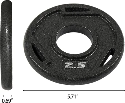 Vista 3 de Signature Fitness Placa de peso de hierro fundido para entrenamiento de fuerza y levantamiento de pesas, olímpico o estándar, varios tamaños