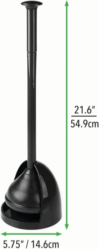 Vista 6 de mDesign Juego de émbolo de inodoro de plástico independiente con soporte, émbolo para almacenamiento y organización de limpieza, resistente, ahorro