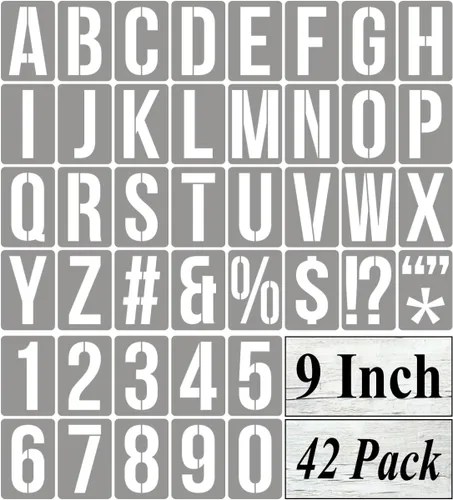 Vista 17 de Plantillas de letras del alfabeto de 1 pulgada para pintar, paquete de 42 plantillas de letras y números con letreros para pintar sobre madera