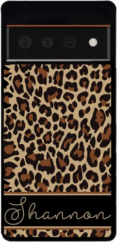 Vista 5 de Leopard Animal Skin Personalized Black Rubber Phone Case Compatible With Google Pixel 10, 10 Pro, 10 Pro XL, 9a, 9 Pro, Pixel 9, Pixel 9 Pro XL, 8a