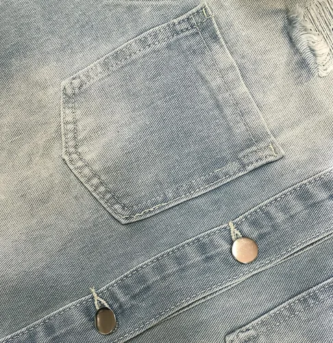 Vista 4 de SeNight Chaqueta de manga larga para mujer, con dobladillo, deshilachada y de jean, estilo camionero