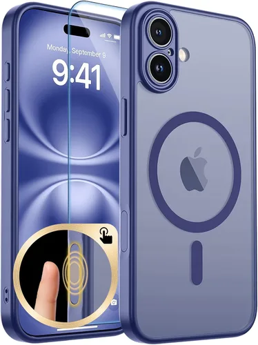 Vista 61 de zapica Funda magnética para iPhone Air, con protector de pantalla de vidrio templado, compatible con MagSafe, translúcida mate, a prueba de golpes