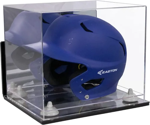 Vista 51 de Better Display Cases Vitrina acrílica para casco de bateo de béisbol con espejo, elevadores rosados, montaje en pared y base de espejo (V22/A012)