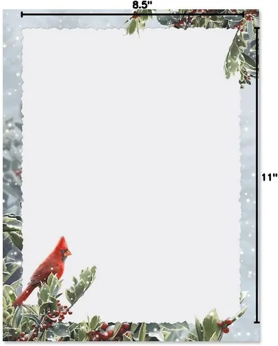 Vista 2 de Winter Solitude - Juego de 25 papeles de papelería de Navidad de 8 1/2 x 11 pulgadas, papel de computadora compatible