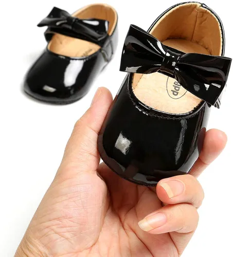 Vista 3 de Ohwawadi Zapatos de bebé para niña, zapatos planos Mary Jane de princesa para vestido de boda, zapatos de cuna para recién nacidos, bebés, bebés