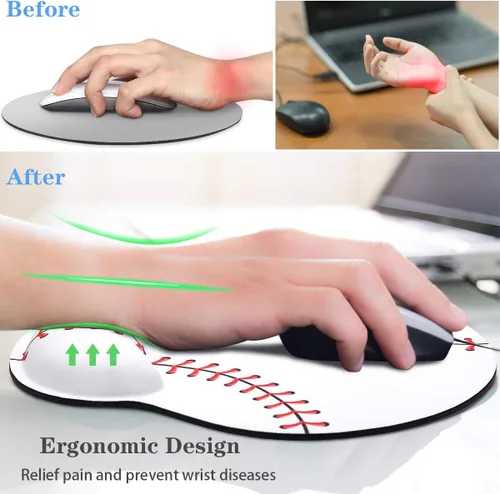 Vista 3 de Alfombrilla de mouse con soporte de muñeca, alfombrilla de mouse para hombre, base de goma antideslizante, alfombrilla de mouse para escritorio