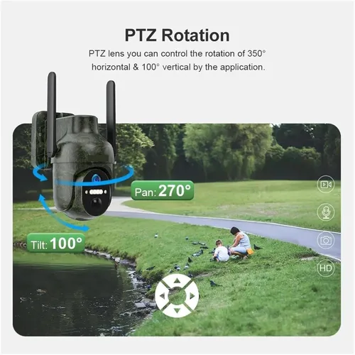 Vista 5 de Solar Powered Outdoor Surveillance Camera 4G Cam Add 64GB