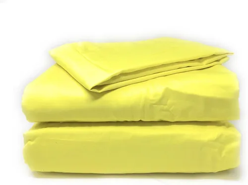 Vista 2 de Tache - Juego de funda de edredón de algodón amarillo – 3 piezas de algodón sólido torcido limón – cierre de cremallera – lazos de seguridad – Juego