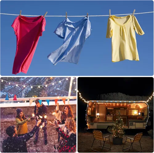 Vista 4 de DEWEL Líneas de ropa de acero inoxidable de 10.8 pies para colgar ropa al