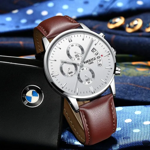 Vista 4 de NIBOSI Mens Watches Chronograph Business Dress Analog Quartz Watch Men Luxury Brand Date Sport Clock