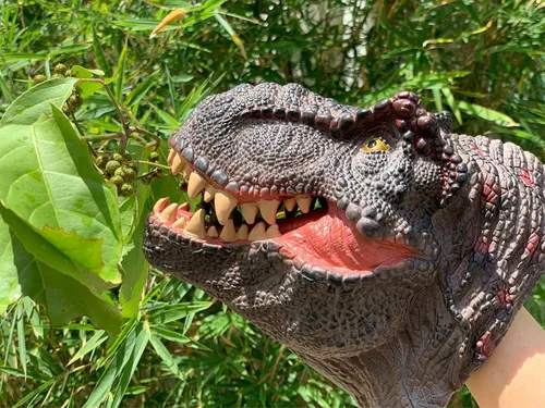 Vista 6 de Gemini&Genius Juguetes de dinosaurio Tyrannosaurus Rex marionetas de mano grandes de goma suave T-Rex cabeza de mano marioneta de mano juguetes