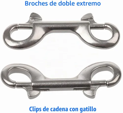 Vista 2 de Ganchos de doble extremo, 3-1/2 pulgadas, clips de buceo de doble extremo de grado marino, clip de cadena de gatillo de acero inoxidable 316