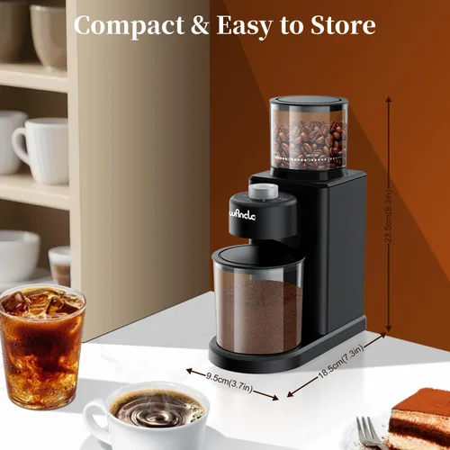 Vista 6 de Wancle Molinillo de café cónico eléctrico – Molinillo de café automático compacto de 200 W con 25 ajustes ajustables, molinillo de café expreso