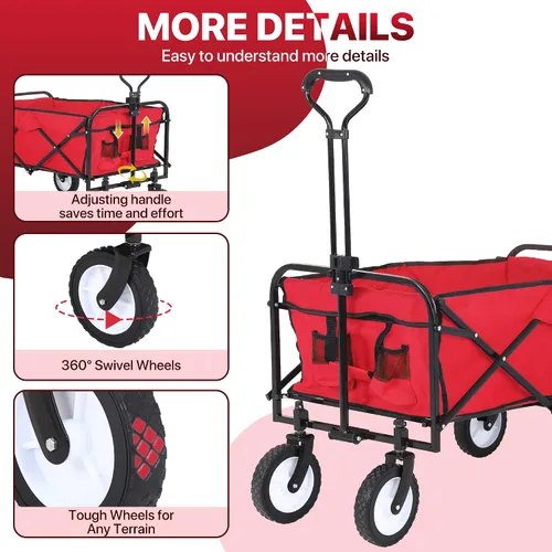 Vista 3 de Carro plegable plegable para campamento, jardín, resistente, para la playa, carrito portátil utilitario, carrito de mano al aire libre con 4 ruedas