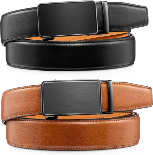 Vista 4 de Zitahli Cinturón para hombre, paquete de 2 unidades, diseño de cinturón de cuero para trabajo, negocios y pantalones de golf casuales, accesorios