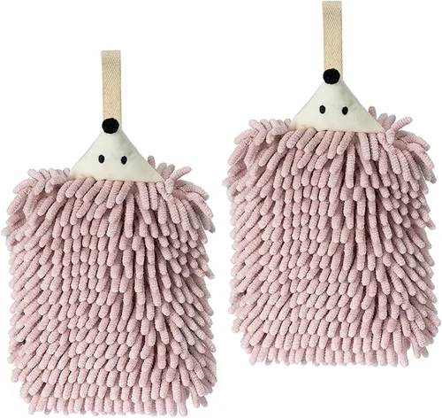 Vista 11 de Paquete de 2 toallas de mano de chenilla de animales lindos, toalla de mano con lazo de bola mullida, toallas de mano colgantes para baño, cocina