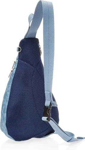 Vista 2 de Sakroots Mochila Go Sling para mujer en sarga ecológica de nailon, Denim in Bloom