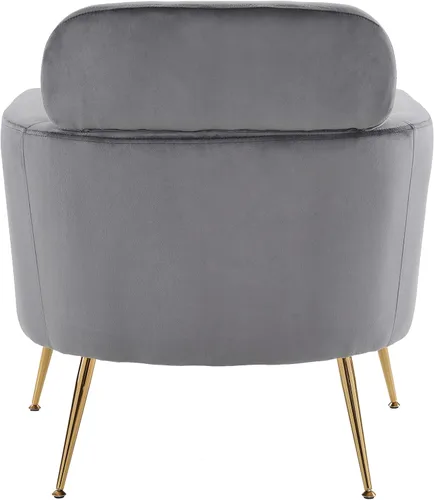 Vista 5 de Elegante silla de sala de estar medio desmontada con reposapiés - Silla de dormitorio con otomana (gris oscuro)