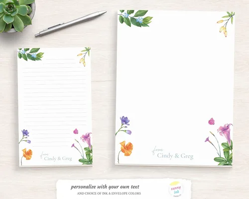 Vista 2 de Colorful Summer Flower Art Personalized Notepad - Vibrant Notepad - Notepad For Her - Floral Notepad