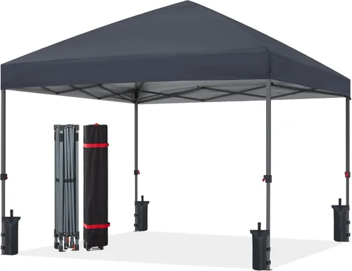 Vista 58 de ABCCANOPY Toldo desplegable – Tienda de campaña portátil para patio al aire libre resistente para patio trasero y terraza con 4 bolsas de arena Beige