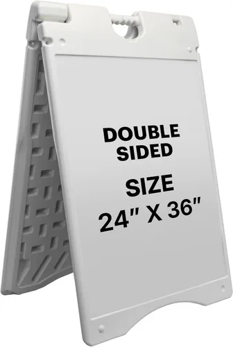 Vista 11 de Jumbl Letrero sándwich con marco en A para exteriores, superficie de visualización de 24 x 36 pulgadas, con protector de letrero de PVC y agujeros