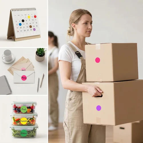 Vista 7 de 4800 Pcs Colored Dot Stickers, 1/2 Inch Round Color Circle Dot Labels