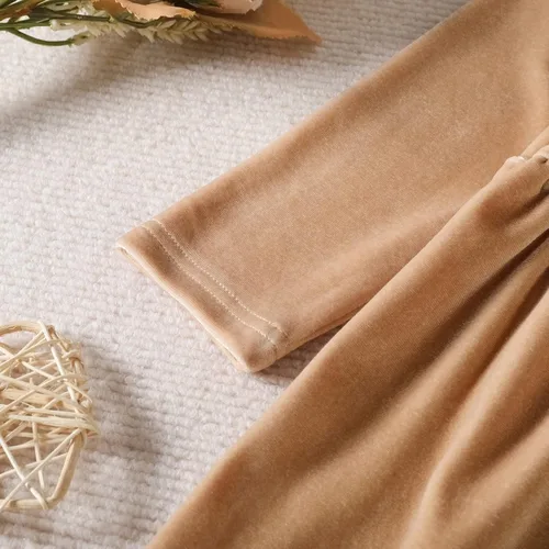 Vista 5 de IMEKIS Vestido de terciopelo de Navidad para niñas pequeñas, vestido de fiesta para bebés, otoño, invierno, volantes, manga larga, vestido de noche