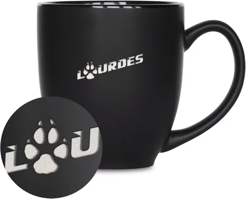 Vista 326 de Rico Industries - Taza de cerámica mate negra con grabado láser estándar de 15oz para NCAA (escuelas T & U) - Para bebidas calientes o frías