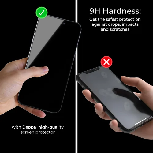 Vista 6 de Deppa Protector de pantalla de privacidad premium para iPhone 15 Pro (6.1 pies), vidrio templado de borde a borde, cubierta completa con bandeja