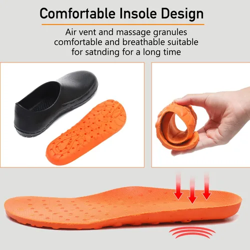 Vista 4 de JSWEI Zapatos de chef para hombre Profesional resistente al aceite al agua Zapatos de chef de enfermería antideslizantes, zapatos de trabajo