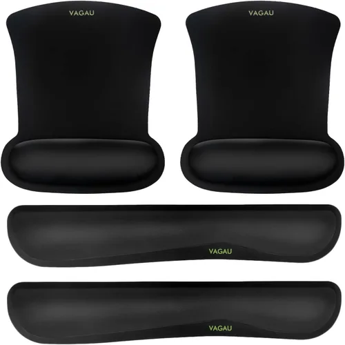 Vista 10 de VAGAU Reposamuñecas Premium para Teclado y Soporte de Muñeca para Mouse Pad, Juego de Espuma Viscoelástica Ergonómica para Oficina, Laptop, Mac