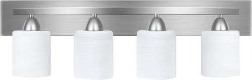 Vista 8 de PARTPHONER - Accesorio de iluminación para tocador de baño - Sobre espejo - Soporte de vidrio moderno - Níquel cepillado, base E26, 2 luces