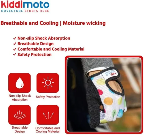 Vista 6 de Kiddimoto Kids Cycling Gloves Anti-Slip Kids Bike Gloves for Boys and Girls Full Finger Kids Mountain Bike Gloves for BMX, MTB Riding, Gymnastics
