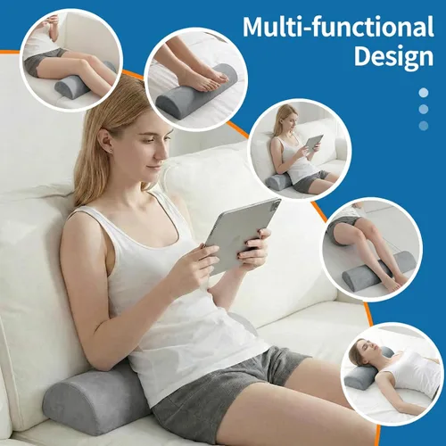 Vista 3 de Almohada para aliviar el dolor de la ciática de la rodilla, lumbar y espalda, almohadas de cuña para piernas (gris oscuro)