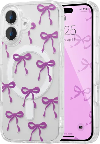 Vista 9 de UEEBAI - Funda magnética para iPhone 11, diseño de lazo, compatible con MagSafe, funda transparente delgada inalámbrica, antiamarilleo, a prueba