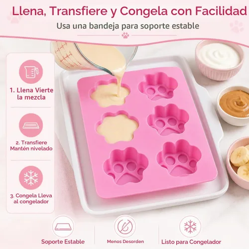 Vista 5 de Juego de dos moldes de silicona con estampado de patas de perro para golosinas caseras para hornear dulces de chocolate, apto para horno microondas