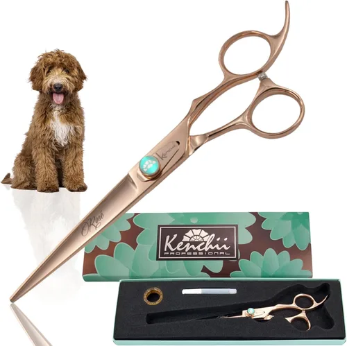 Vista 16 de Kenchii Rose - Tijeras de aseo para perros de 7 pulgadas, curvadas