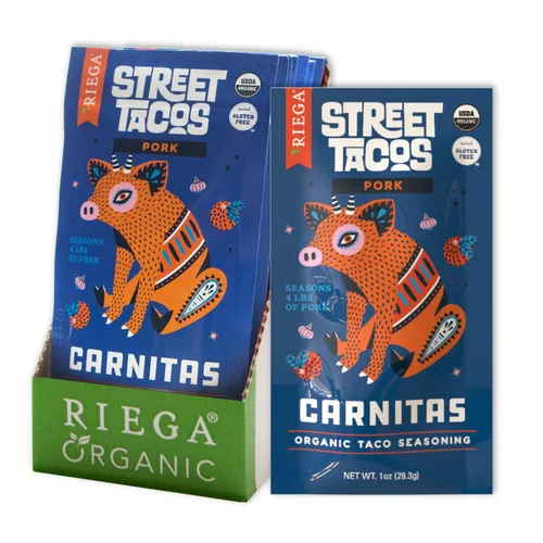 Vista 7 de Riega Street Taco Seasoning, mezcla de especias mexicanas orgánicas para cocinar comidas auténticas, Al Pastor, paquetes de 1 oz, 8