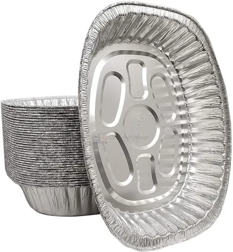 Vista 3 de Bandeja de aluminio ovalada extragrande desechable y duradera para el Día de Acción de Gracias, 100% reciclable: perfecto para, hornear y asar: 10