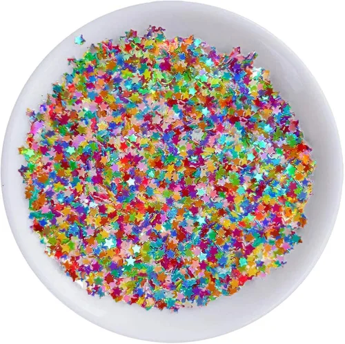 Vista 11 de Sourcingbay Brillo holográfico de estrella de 0.118 in, 0.35 oz, oro láser Dorado