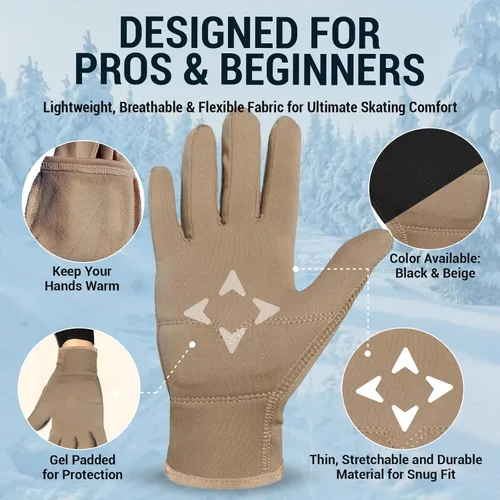Vista 3 de Kami-So Figure Skating Gloves for Competition & Practice Skate Training Gloves with Gel Wrist Support & Protective Padding Thermal Skating