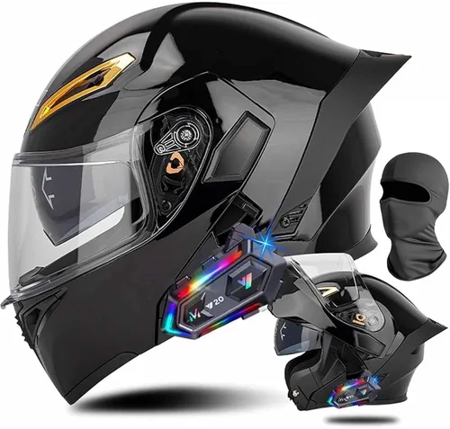 Vista 22 de Cascos de motocicleta modulares con Bluetooth de doble visera, aprobados por DOT FMVSS 218, casco de motocicleta abatible de cara completa