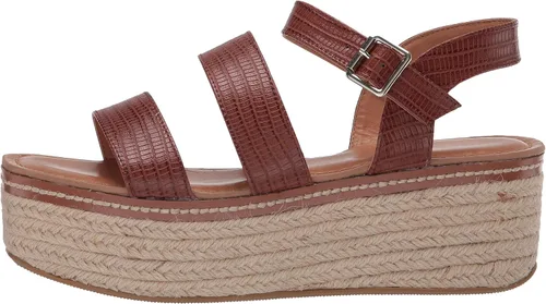 Vista 8 de Chino Lavandería Viento Espadrille Estilo Plataforma Suela Sandalia-BronceadoCrema Estiramiento