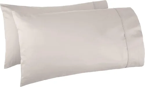 Vista 7 de Amazon Basics Juego de 2 fundas de almohada de 400 hilos, 100 % algodón, suaves, tejido satinado, resistentes a las arrugas, tamaño estándar, 20 x