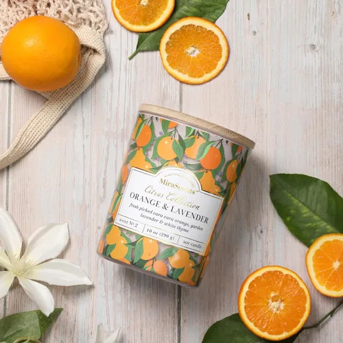 Vista 5 de Citrus Candle - Velas perfumadas de lavanda naranja, 10 onzas