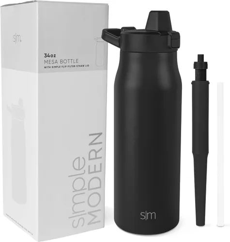 Vista 21 de Botella de agua filtrada Simple Modern Botellas de agua de viaje con filtro de carbono de acero inoxidable aislada Reutilizable para agua