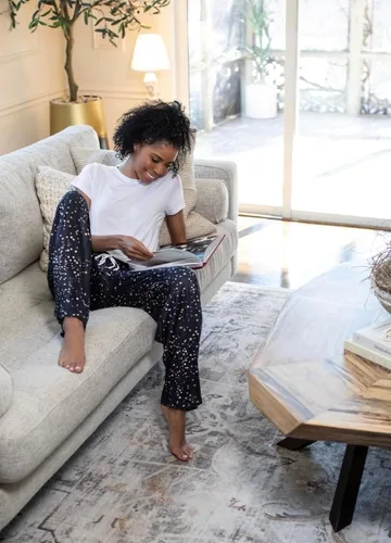 Vista 8 de Hello Mello Signature Lounge Pants - Pantalones de pijama suaves para mujer, cintura elástica, cordón