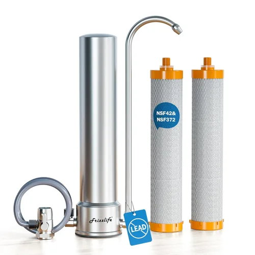 Vista 9 de Frizzlife Sistema de filtro de agua de encimera DS99, filtro de agua de acero inoxidable de 8 etapas certificado NSF 42 y 372 para grifo